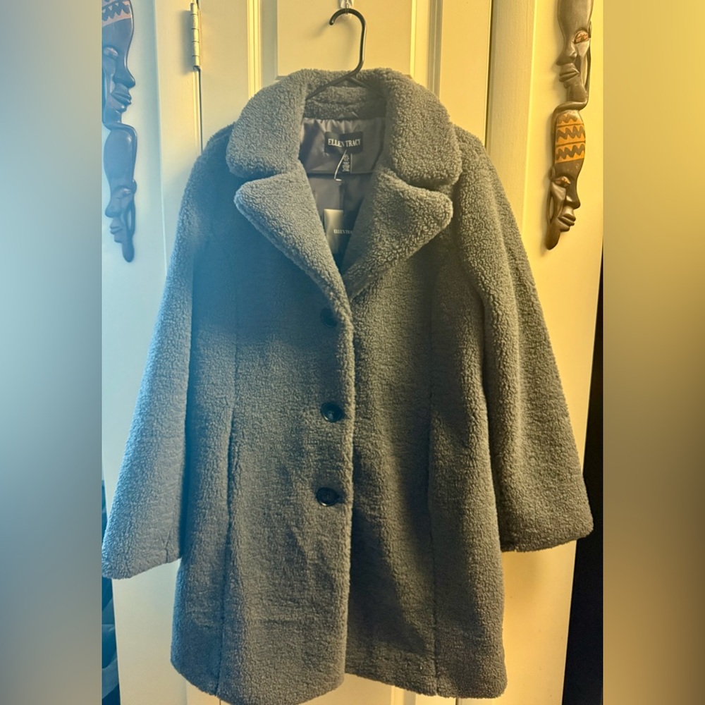 The Ellen Tracy Women's Sherpa Teddy Gray Coat
